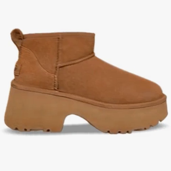 UGG Women's Classic Ultra Mini New Heights Suede Boots Chestnut $169 NWT - Picture 1 of 8